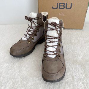 JBU Women's Alexa Water Resistant Winter Boots, Faux Fur Lining, Taupe, Size 9M